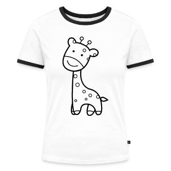 giraffe - Frauen Kontrast-T-Shirt - Weiß/Schwarz - Vorne - Selfina (174cm)