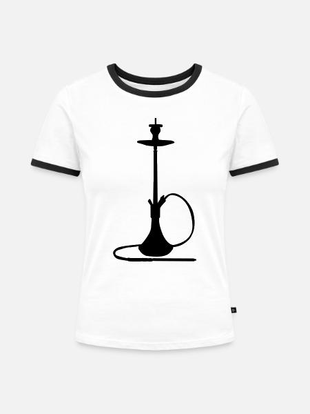 wasserpfeife - Frauen Kontrast-T-Shirt - Weiß/Schwarz