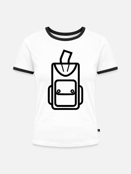 Rucksack - Frauen Kontrast-T-Shirt - Weiß/Schwarz