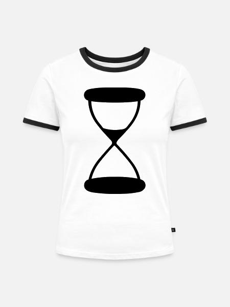 Stundenglas - Frauen Kontrast-T-Shirt - Weiß/Schwarz