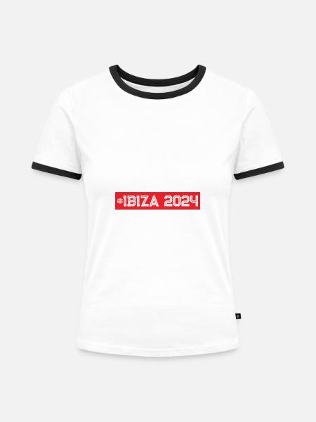 Ibiza 2024 - Frauen Kontrast-T-Shirt - Weiß/Schwarz