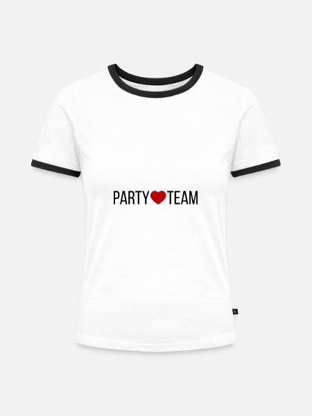 Party Team Herz - Frauen Kontrast-T-Shirt - Weiß/Schwarz