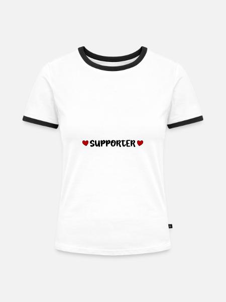 Supporter Herz - Frauen Kontrast-T-Shirt - Weiß/Schwarz