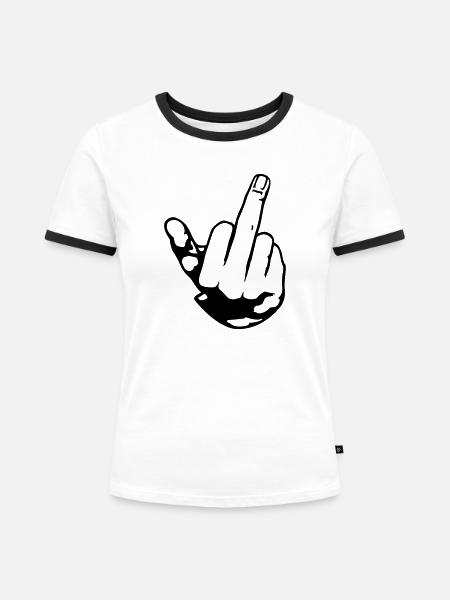 Finger - Frauen Kontrast-T-Shirt - Weiß/Schwarz