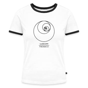 Fibonacci Spiral Folge Mathe Lehrer Zahlen - Frauen Kontrast-T-Shirt - Weiß/Schwarz - Vorne - Selfina (174cm)