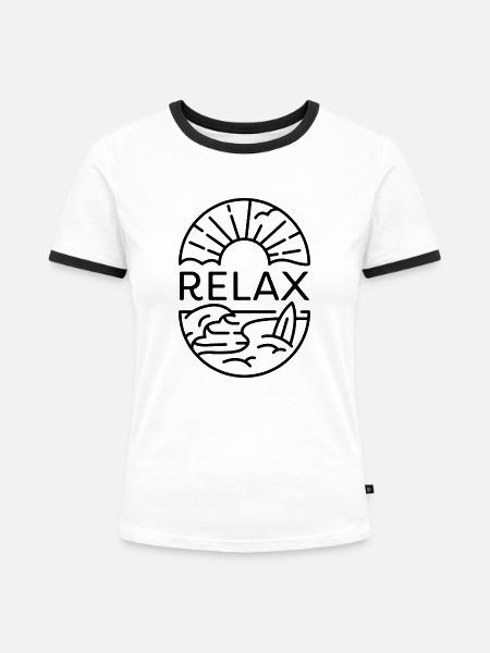 relax black - Frauen Kontrast-T-Shirt - Weiß/Schwarz