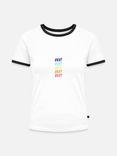 Hi! - Frauen Kontrast-T-Shirt - Weiß/Schwarz