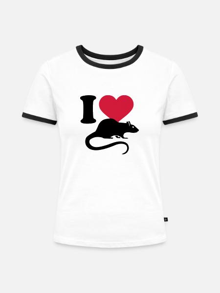 Ratte - Frauen Kontrast-T-Shirt - Weiß/Schwarz