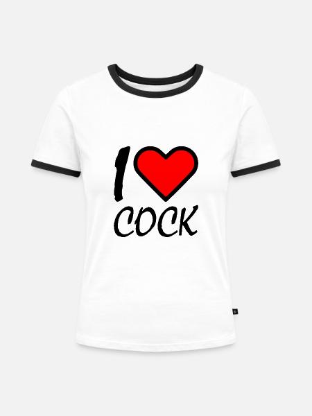 I love cock - Frauen Kontrast-T-Shirt - Weiß/Schwarz