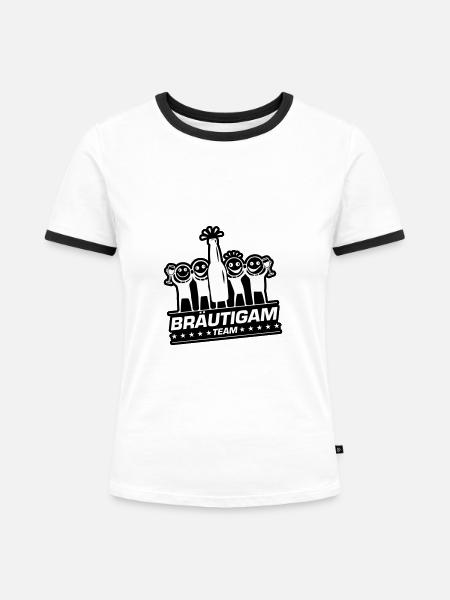 Team Bräutigam Polterhochzeit - Frauen Kontrast-T-Shirt - Weiß/Schwarz