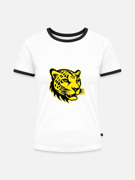 Gepard Tier Porträt - Frauen Kontrast-T-Shirt - Weiß/Schwarz