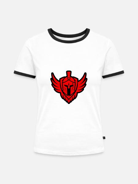 Spartaner Helm Symbol - Frauen Kontrast-T-Shirt - Weiß/Schwarz