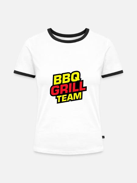 Grill Bbq BarbecueTeam - Frauen Kontrast-T-Shirt - Weiß/Schwarz
