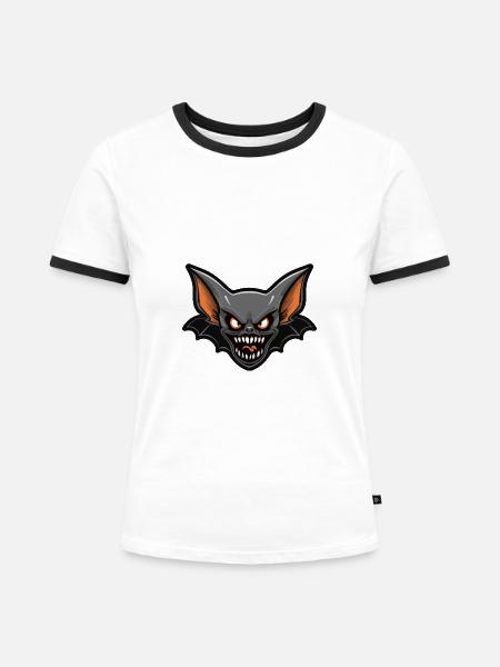 Fledermaus Halloween Blutsauger - Frauen Kontrast-T-Shirt - Weiß/Schwarz