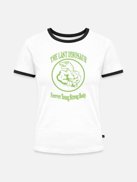The Last Dinosaur - Frauen Kontrast-T-Shirt - Weiß/Schwarz