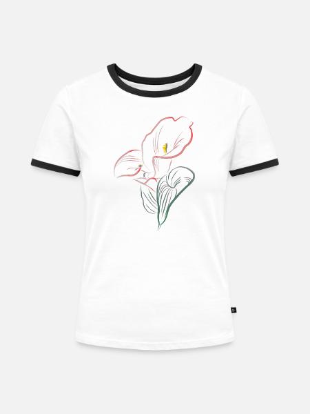 CALLA mix Rot-Pink - Frauen Kontrast-T-Shirt - Weiß/Schwarz