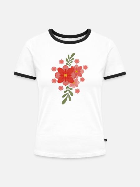 Frühlingsblumen - Frauen Kontrast-T-Shirt - Weiß/Schwarz