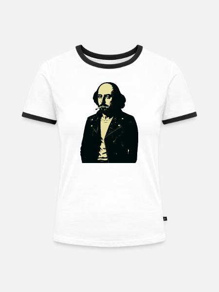 William Shakespeare Mitternachtsrebellenporträt - Frauen Kontrast-T-Shirt - Weiß/Schwarz