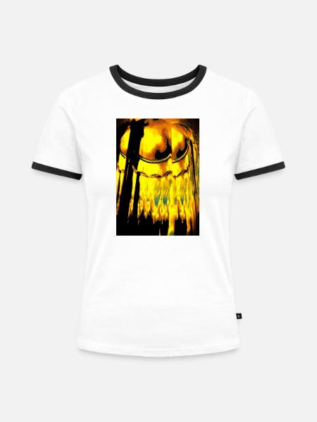 Sky Cathedral - Frauen Kontrast-T-Shirt - Weiß/Schwarz