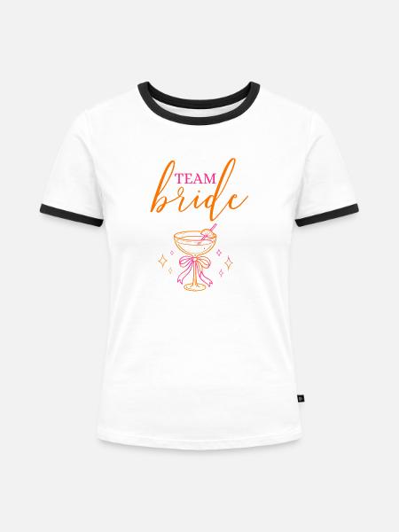 TEAM BRIDE! Cocktailglas mit Schleife - Frauen Kontrast-T-Shirt - Weiß/Schwarz