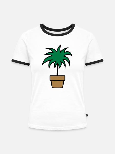 Pflanze Zimmerpflanze room plant - Frauen Kontrast-T-Shirt - Weiß/Schwarz