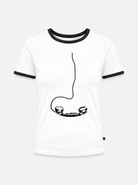 Retro - Frauen Kontrast-T-Shirt - Weiß/Schwarz