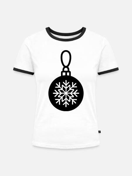 Weihnachtskugel - Frauen Kontrast-T-Shirt - Weiß/Schwarz