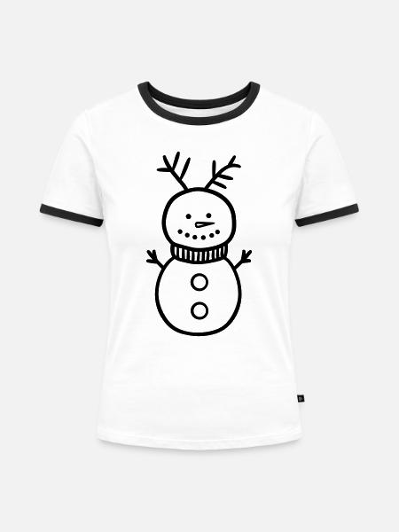 Schneemann - Frauen Kontrast-T-Shirt - Weiß/Schwarz