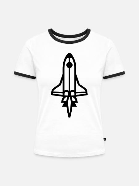 Rakete - Frauen Kontrast-T-Shirt - Weiß/Schwarz