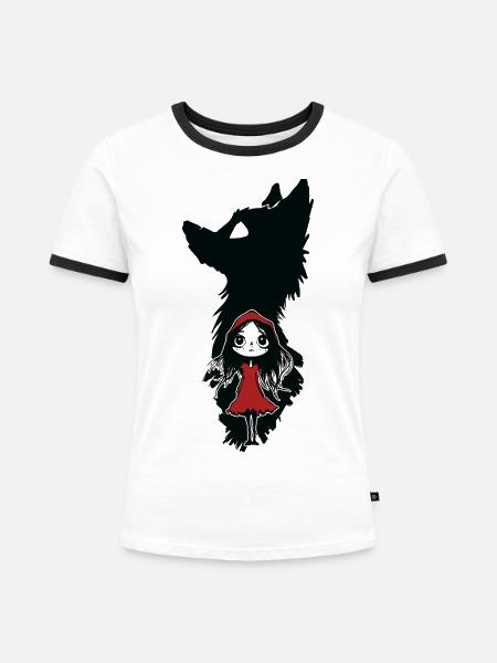 Rotkäppchen - Frauen Kontrast-T-Shirt - Weiß/Schwarz