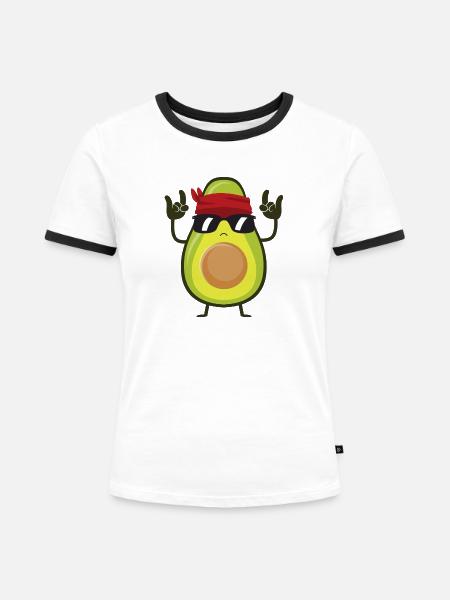 Avocado Rock - Frauen Kontrast-T-Shirt - Weiß/Schwarz