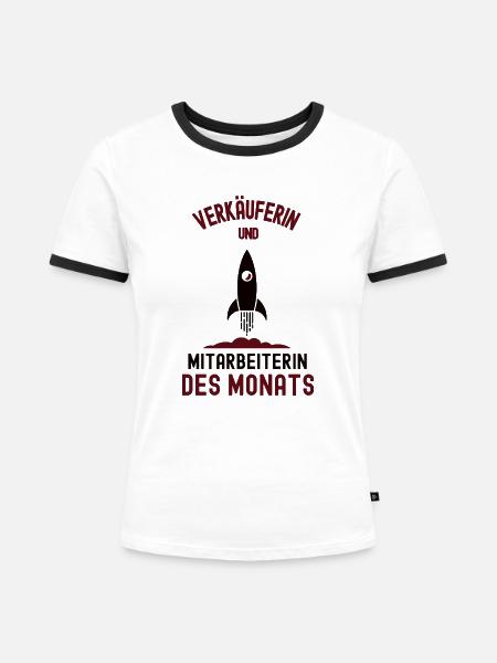 Mitarbeiterin des Monats Verkäuferin Verkauf - Frauen Kontrast-T-Shirt - Weiß/Schwarz