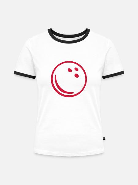 Bowling - Frauen Kontrast-T-Shirt - Weiß/Schwarz