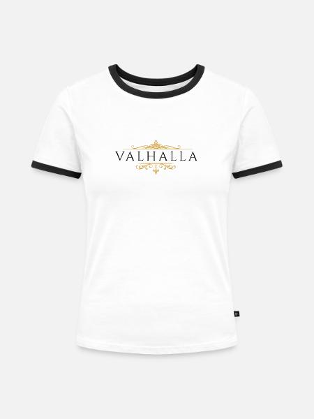 Walhalla elegant - Frauen Kontrast-T-Shirt - Weiß/Schwarz