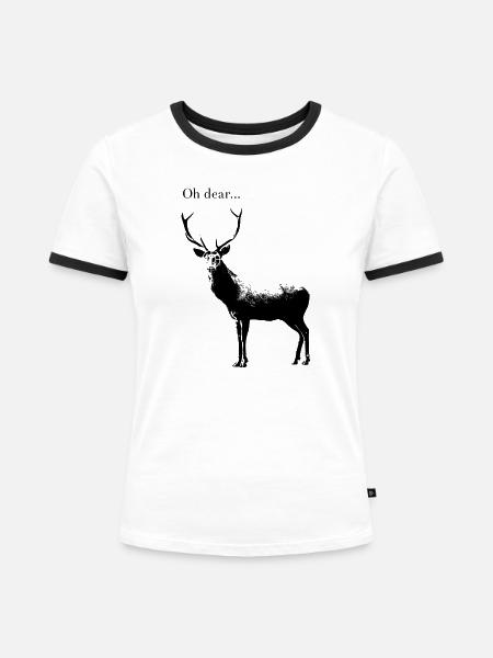 Oh je... - Frauen Kontrast-T-Shirt - Weiß/Schwarz