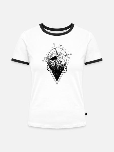 Bergsteiger und Kompassgipfel - Frauen Kontrast-T-Shirt - Weiß/Schwarz