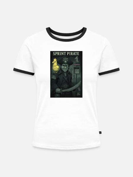 Sprint Pirate - Frauen Kontrast-T-Shirt - Weiß/Schwarz