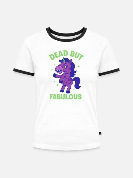 Buntes Einhorn mit Spruch - Frauen Kontrast-T-Shirt - Weiß/Schwarz