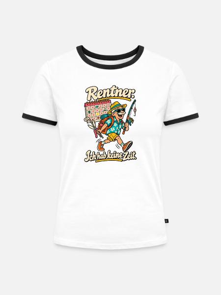 Rentner Ich hab keine Zeit - Frauen Kontrast-T-Shirt - Weiß/Schwarz