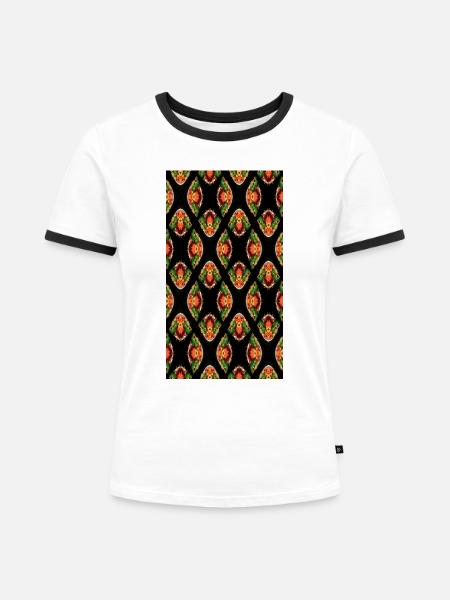 Psychedelisches Gemüse - Frauen Kontrast-T-Shirt - Weiß/Schwarz