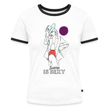 Bold Woman - Frauen Kontrast-T-Shirt - Weiß/Schwarz - Vorne - Selfina (174cm)