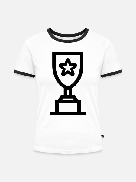 Trophäe - Frauen Kontrast-T-Shirt - Weiß/Schwarz