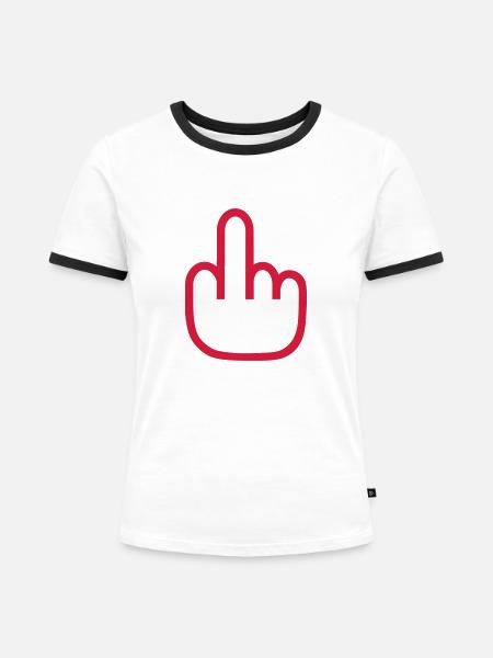 Mittelfinger - Frauen Kontrast-T-Shirt - Weiß/Schwarz