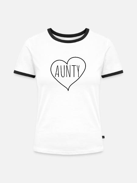 Tante Herz - Frauen Kontrast-T-Shirt - Weiß/Schwarz