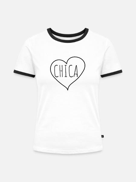 Chica Herz - Frauen Kontrast-T-Shirt - Weiß/Schwarz