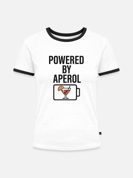 Powered by Aperoli - Frauen Kontrast-T-Shirt - Weiß/Schwarz