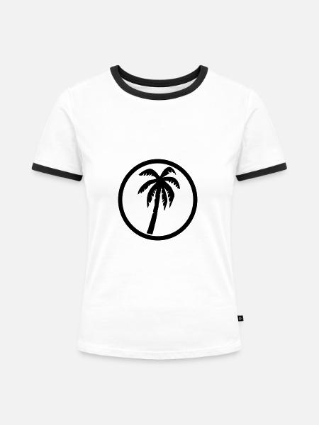 Palme - Frauen Kontrast-T-Shirt - Weiß/Schwarz