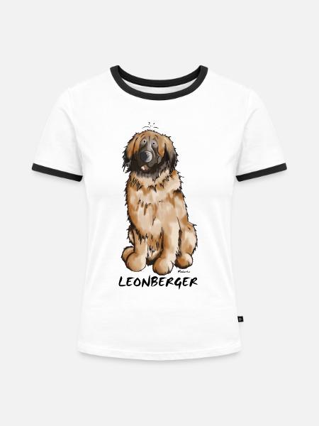 Leon der Leonberger - Frauen Kontrast-T-Shirt - Weiß/Schwarz