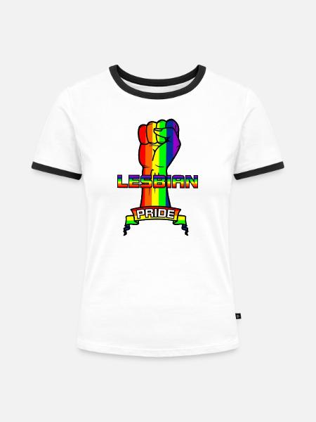 Regenbogenlesben stolz - Frauen Kontrast-T-Shirt - Weiß/Schwarz
