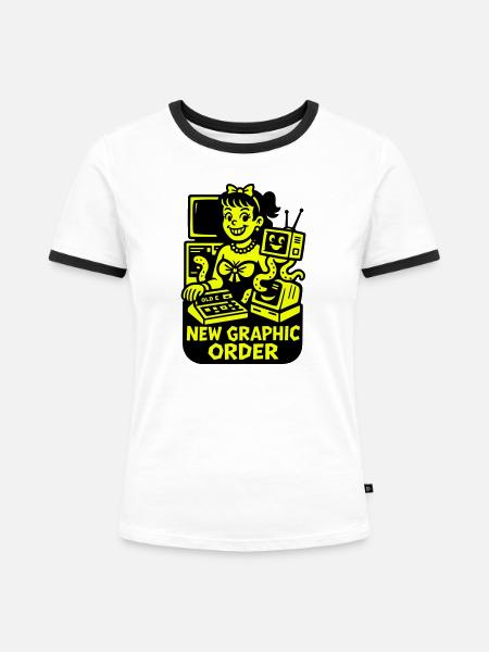 Retro Computer Graphics - Frauen Kontrast-T-Shirt - Weiß/Schwarz